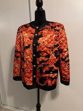 Separa Fink Asian Inspired Quilted Lightweight Jacket Women’s Sz 14 Brocade